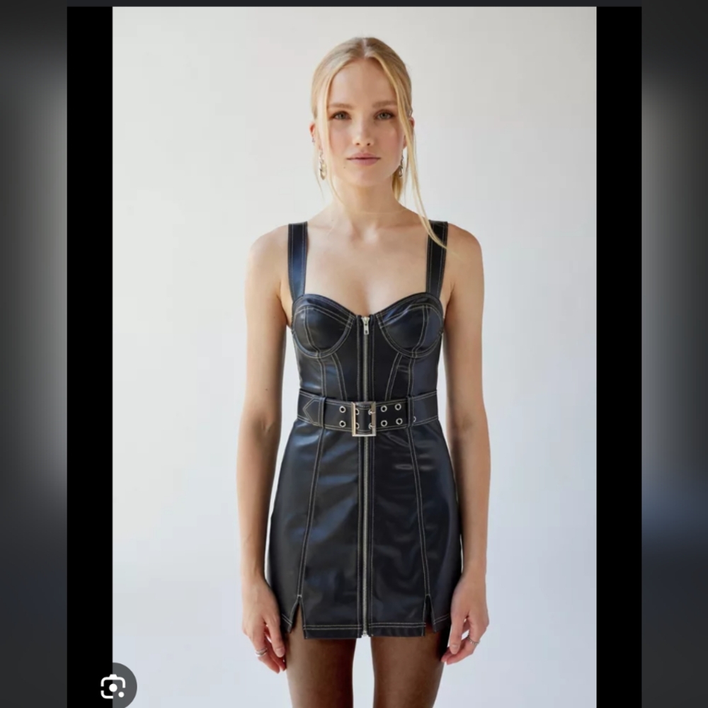 Black Faux Leather Mini Dress